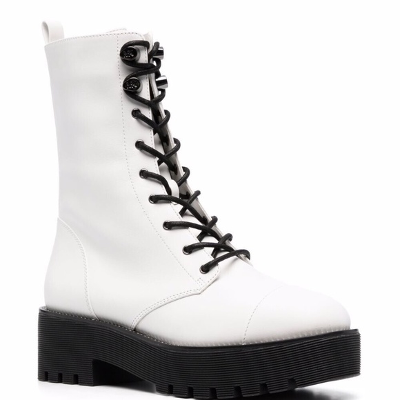 Michael Kors Bryce Womens Lace Up Combat Boots White Leather US Size 9 Medium - Picture 1 of 6